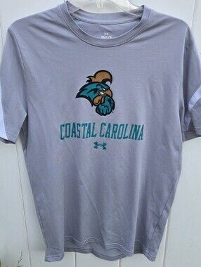 Under Armour Gray Coastal Carolina Short Sleeve Tee with Teal Logo Size Small